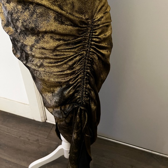 ZARA Basic Gold and Black Foiled Soft spring summer dress S - Picture 2 of 5